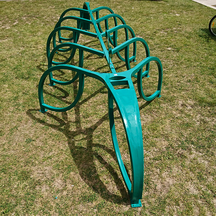 park outdoor bike rack is serving the community at the playground in the park