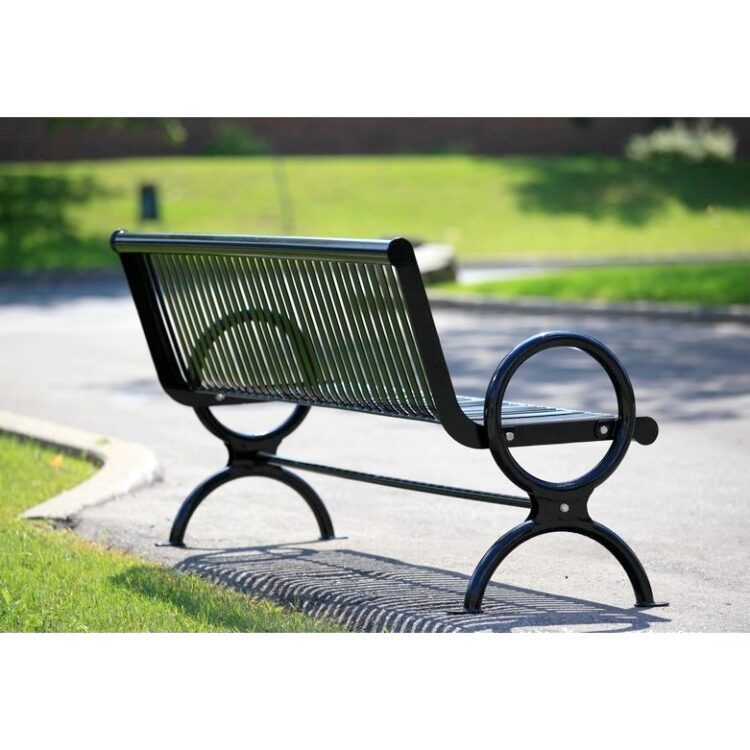 the metal garden and park bench is a great match for any park and natural environment