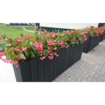 tender and charming flowers look even brighter in the dark gray recycled plastic patio outdoor planters