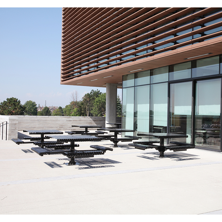 commercial metal outdoor tables optimize patio and outdoor space utilization of Vaughan City Hall