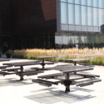 steel commercial outdoor picnic tables complete the functionality of Vaughan City Hall outdoor spaces