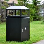 commercial street trash bin for outdoor is in service in a beautiful residential community