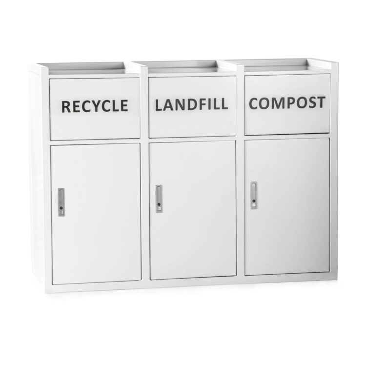 stainless steel tray top recycling receptacle