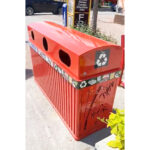 park outdoor recycling bin is located at an intersection in Chinatown Ottawa