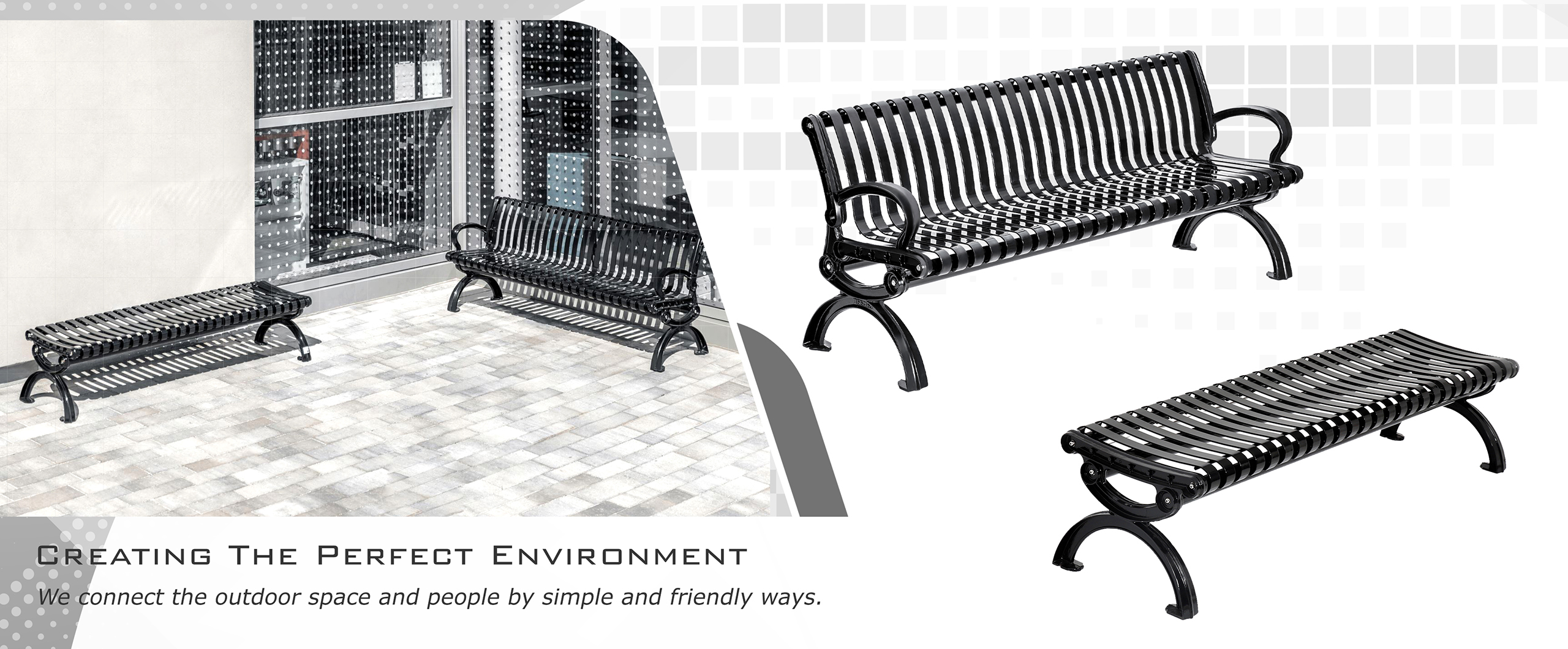 Commercial Metal Bench CAL957 for Parks & Gardens Canada