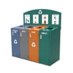 customized 4-unit commercial outdoor litter and recycling receptacle