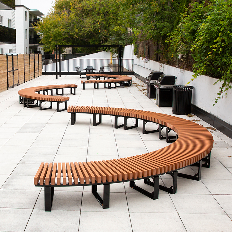 curve outdoor commercial bench