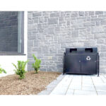 custom outdoor commercial recycling receptacles are installed by BDO Canada to keep their office patio area clean
