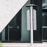 simple but modern designed commercial free-standing cigarette receptacle fits perfect in any indoor or outdoor urban architecture setting
