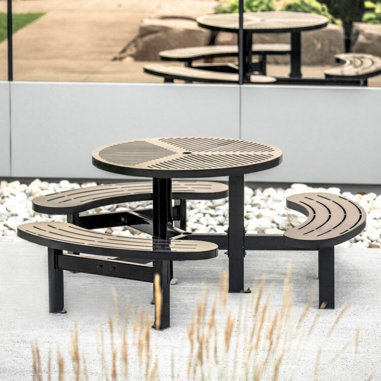 commercial park picnic table looks perfect with the contemporary landscape architecture design of our client