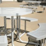 metal patio picnic tables for parks stand firmly without screws