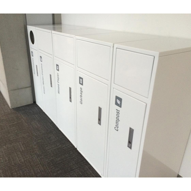 commercial steel recycling receptacle is installed in new Blue Cross Pacific headquarter in Burnaby, BC
