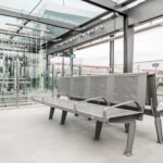 steel commercial metro and transit bench at the Confederation Line in the City of Ottawa