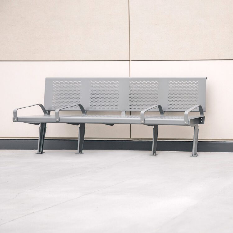 Custom Steel Transit Bench at the Confederation Line in the City of Ottawa.