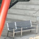 outdoor recycled plastic metro bench outside a TTC transit station