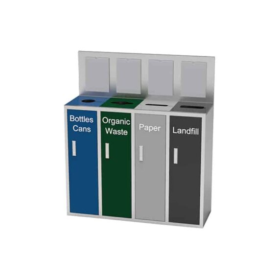 multi-unit steel commercial recycling receptacle