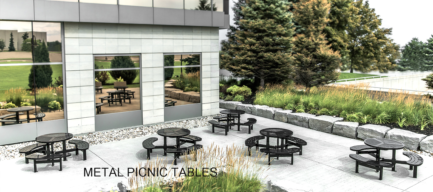 round steel outdoor table is a great choice for parks, gardens, patios, and office sites. 