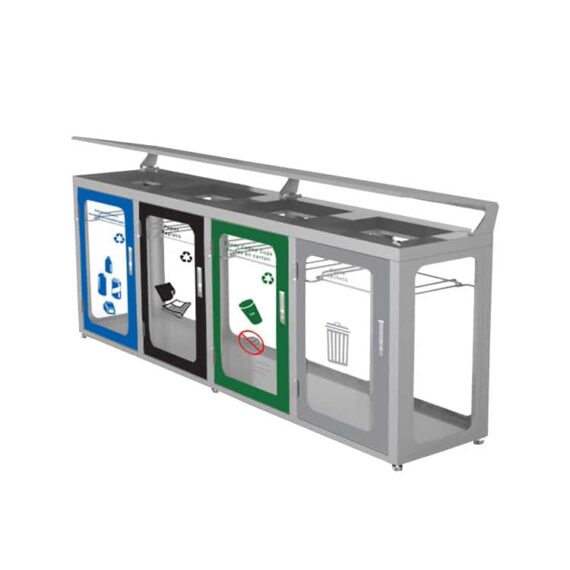 metal 4-unit recycling bin