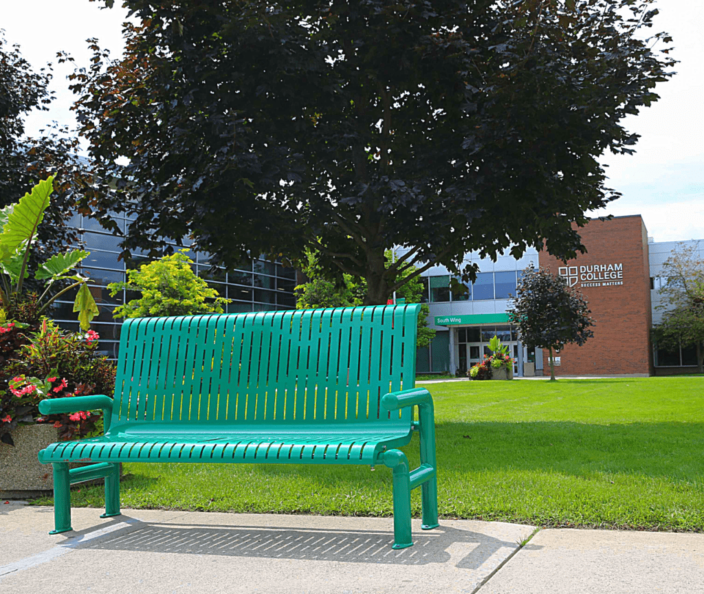 Canaan custom green bench_Durham college